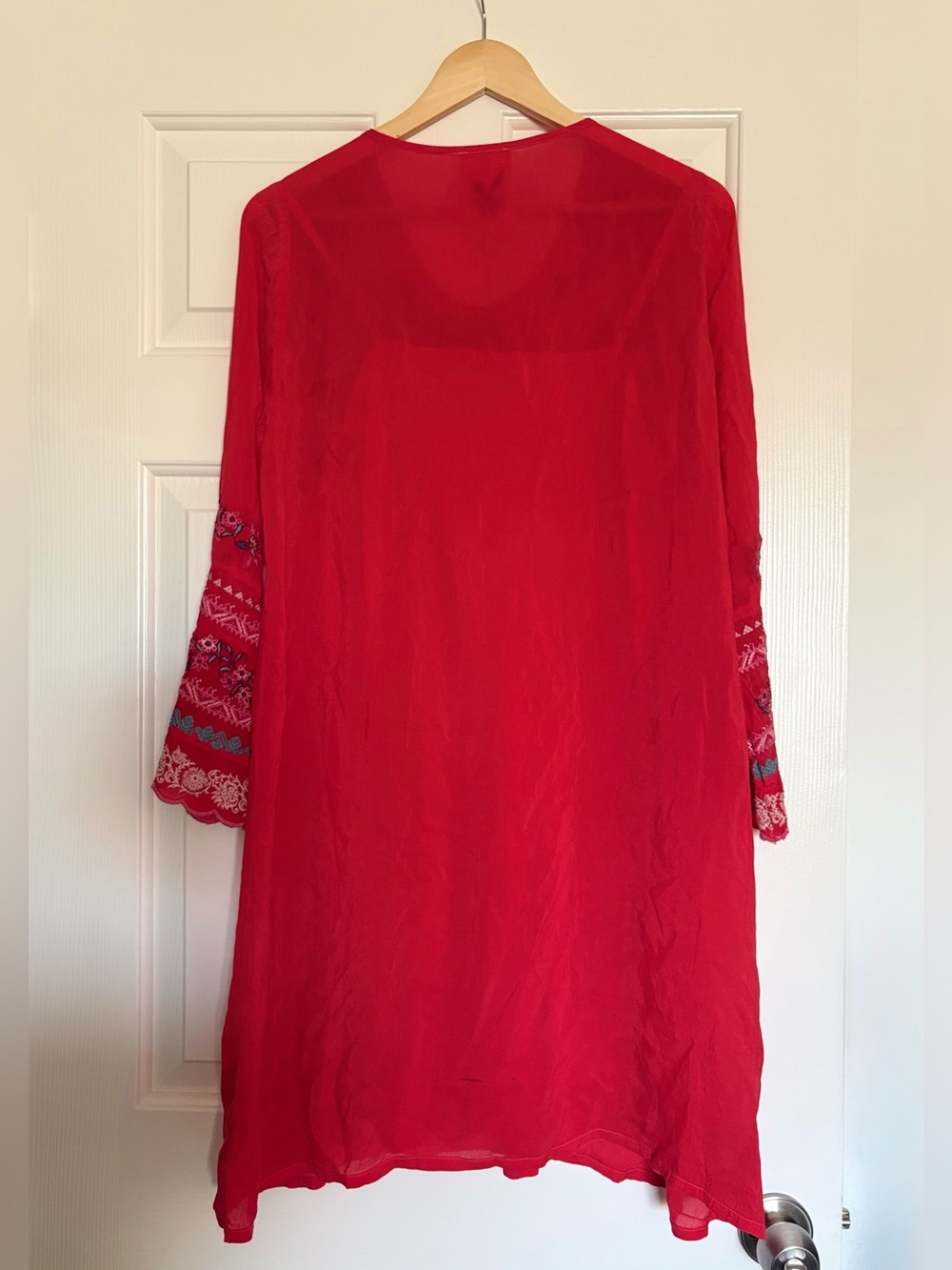Johnny Was Lizzie Boho Embroidered Cupra Dress Red NWT✨ Size S - Picture 6 of 11